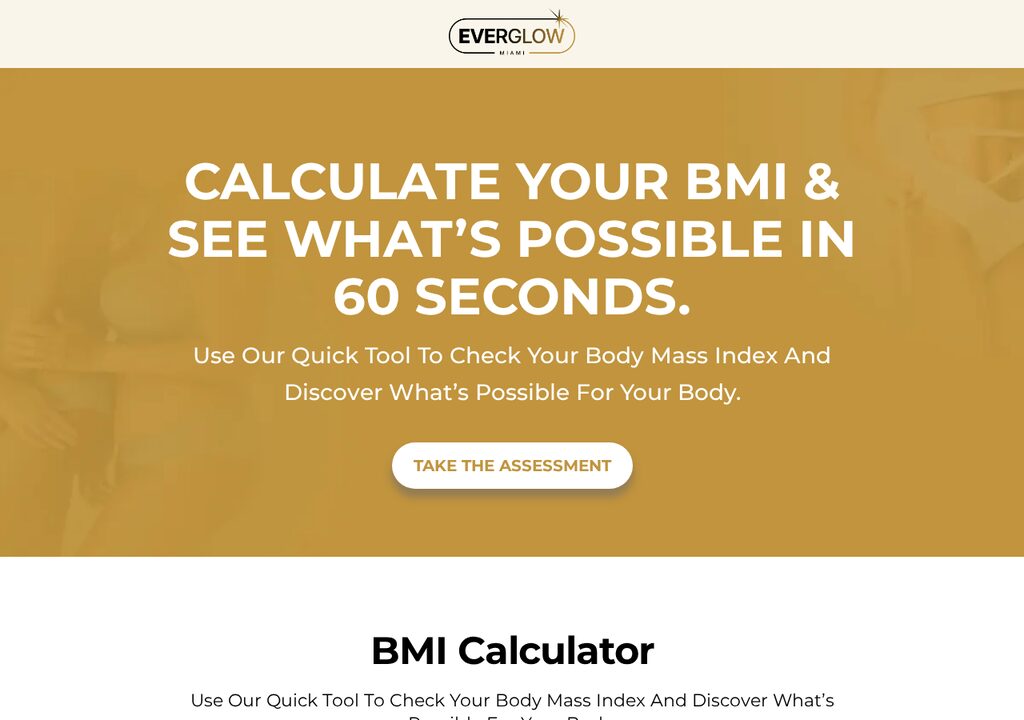 Everglow Miami — BMI Funnel hero section preview