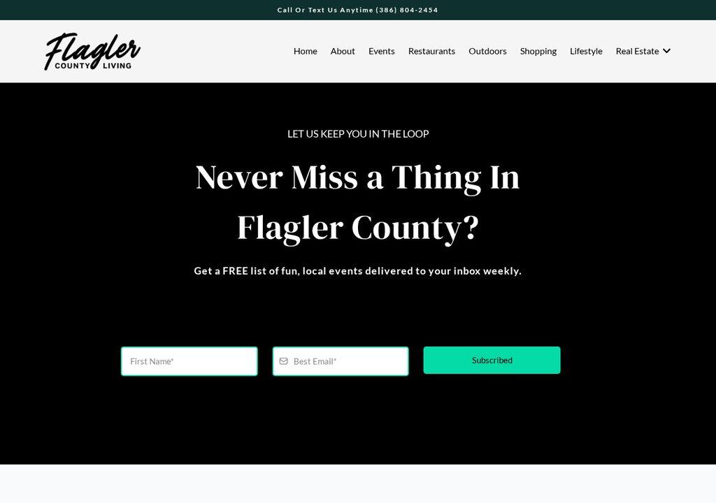 Flagler County Living hero section preview