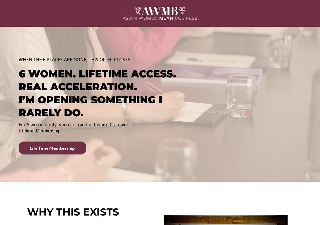 AWMB — Membership Funnel hero section preview